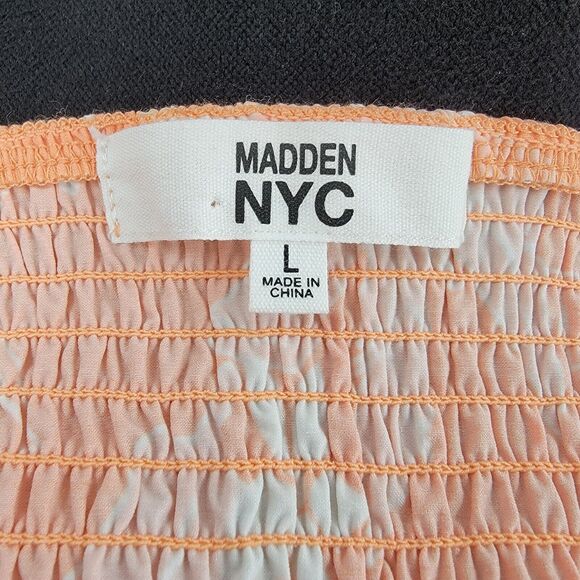 Madden NYC Top Juniors Large Crop Puff Sleeves Tie Back Floral Padded NEW - Picture 7 of 10